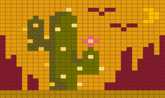 The City & a Cactus - brown, gold, orange