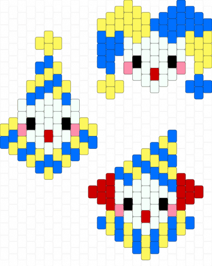 Small Clowns - blue, yellow