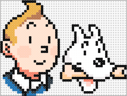 tintin and snowy wip - animal, beige, cartoon, character, comics, dog, face, head, human, orange