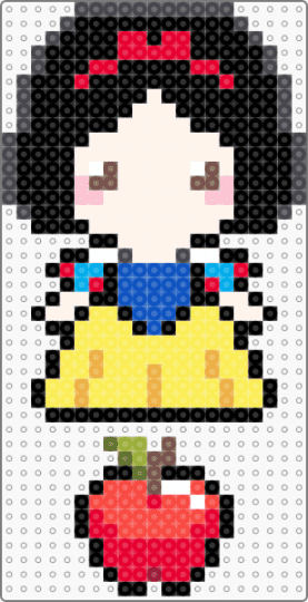Snow White and Apple keychain - apple, black, blue, character, disney, princess, red, yellow