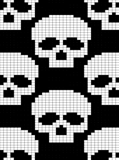 Repeating Skulls - black, white
