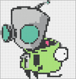 gir perler - gir,invader zim,costume,robot,character,cartoon,tv show,gray,green,teal