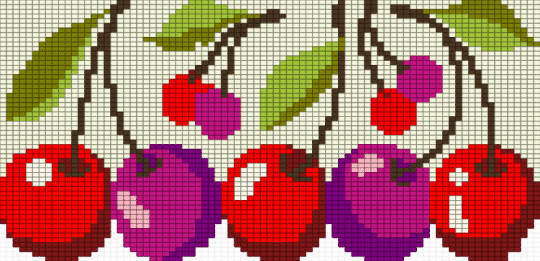 Red and Purple Cherries - brown, pink, red