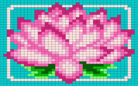 Lotus Flower W/ Background - pink, teal