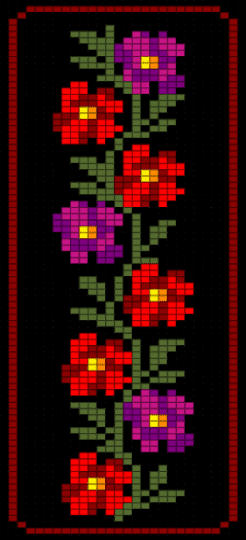Dark Flower Banner - black, gold, pink, red