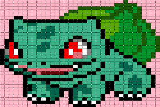 Bulbasaur - green, pink, teal