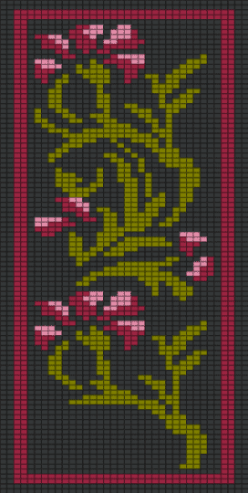 Dark Flower Banner - 2 - black, gold, red