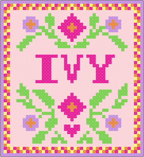 ivy - green, pink, white