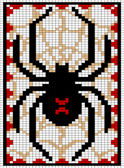 Black Widow - beige, red, spider, white