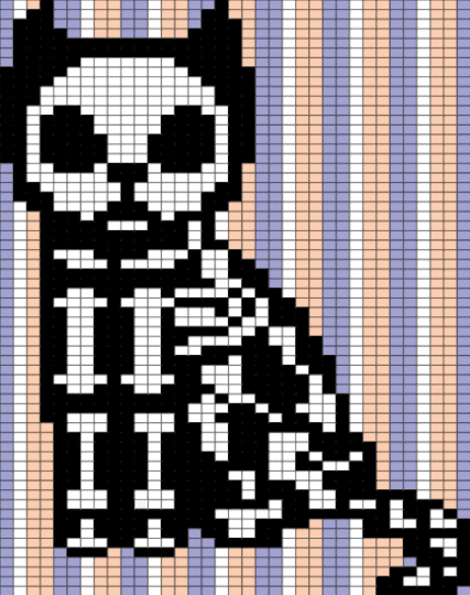 Pony Bead Skeleton Cat - beige, pink