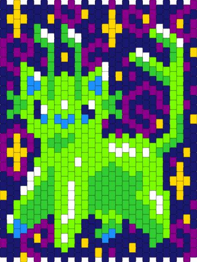 space bag front - green, purple