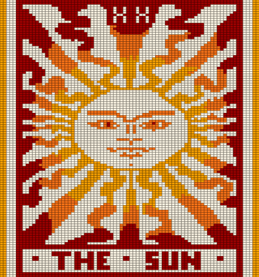 The Sun - large pattern, orange, panel, red, sun, tapestry, tarot