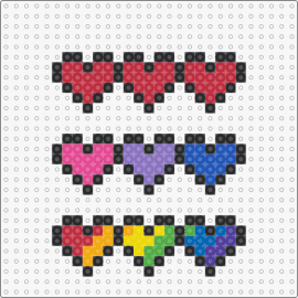 3 Hearts - hearts,love,valentines,colorful,rainbow,red