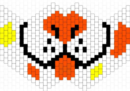 candy corn dalmatian Kandi bead mask 💛 🧡 🤍 - candy corn, cute, dalmatian, dog, furry, mask, orange, therian, white