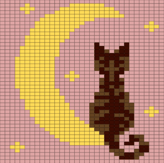 tabby cat and moon - beige