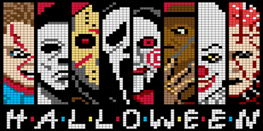 Halloween - black, brown, colorful, gray, red, white, yellow