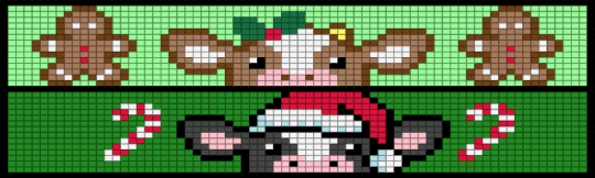 Christmas cow - brown, green, tan, teal