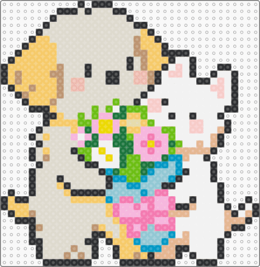 Dogs couple bouquet - beige