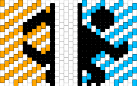 portal cuff - portal,diagonal,stripes,video game,cuff,light blue,orange,black