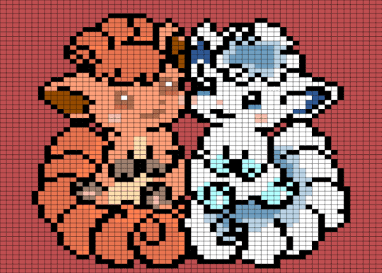 vulpix and alolan vulpix - orange, red