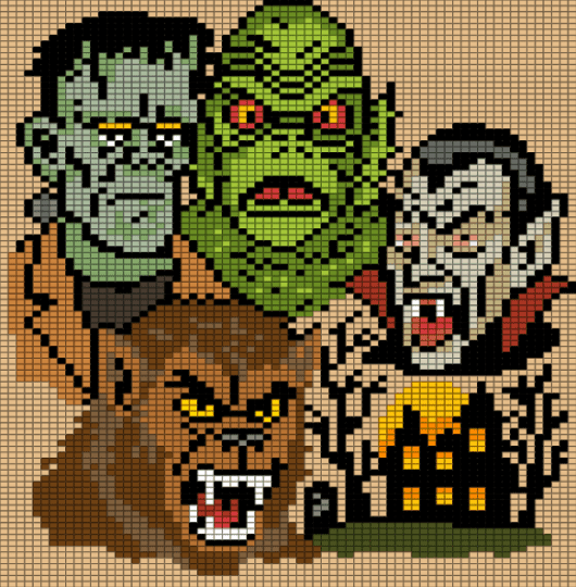 monster mash - beige, green, tan