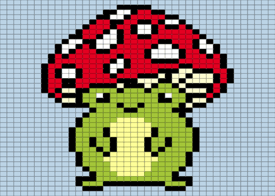 mushroom frog - green, red, white
