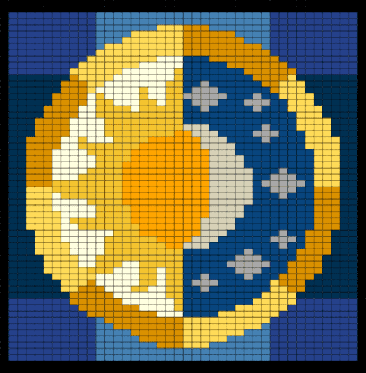 sun and moon mosaic - blue