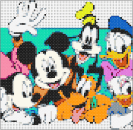 Disney Friends - disney,mickey mouse,donald duck,pluto,goofy,colorful,panel,orange,teal,white