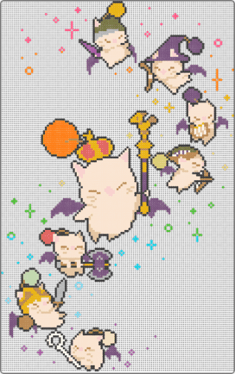 Moogles - beige, orange, pink