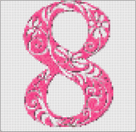 Husnr - number,eight,floral,text,pink