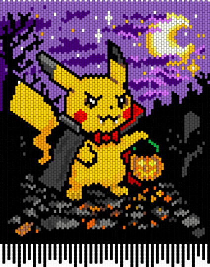 Halloween pikachu large wall hanging - black, brown, gaming, halloween, pikachu, pokemon, purple, spooky, wall art, yellow