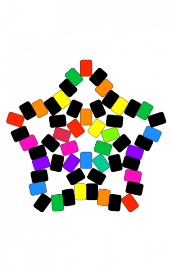 Big kinda scene star thingy:D - big star, black, colorful, orange, scene, star, yellow