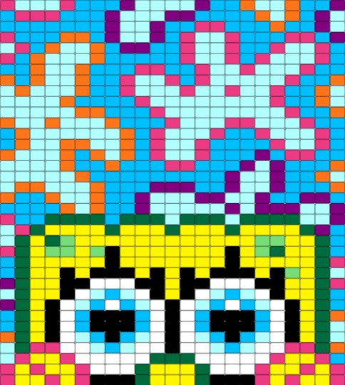 Spongebob Tapestry Pattern - beaded tapestry, character, cute, light blue, pink, pony bead tapestry, spongebob, spongebob squarepants, tapestry
