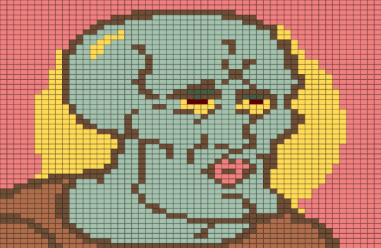 Squidward HandsomePants - brown, red, teal