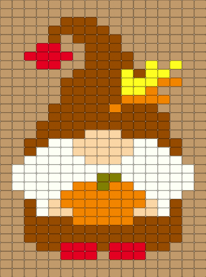 Fall Gnome - beige, red
