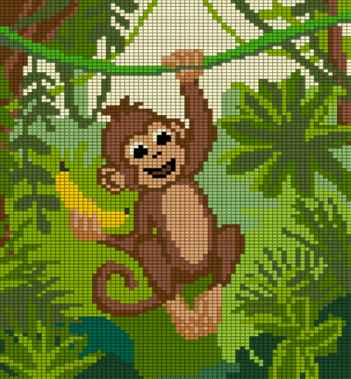 Swinging Monkey Tapestry - banana, cotdjungles, cute, gold, green, jungle, monkey, tapestry, yellow