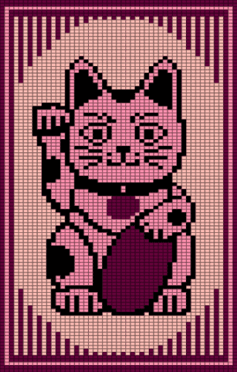 Lucky Cat - beige, pink