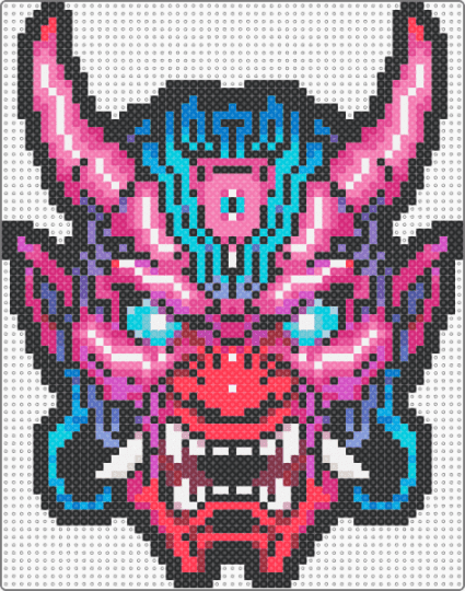 Oni - black, light blue, pink, red