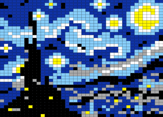 Starry Night - beaded tapestry, city, light blue, night sky, purple, starry, starry night, vincent van gogh