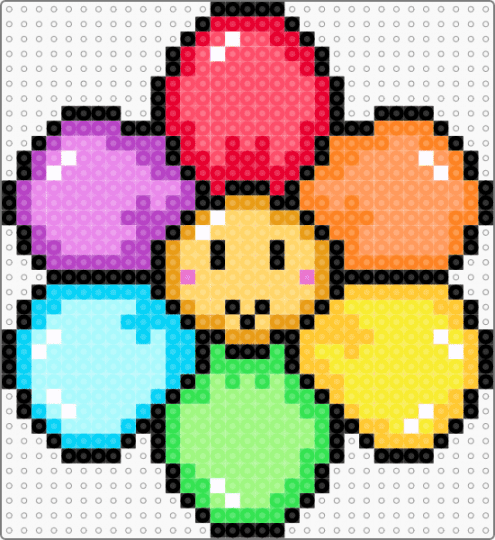 Smiling Rainbow Flower - colorful, red, yellow