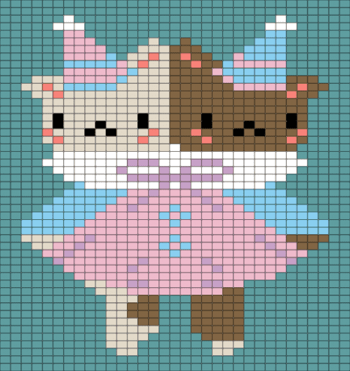 Circus Kitties - pink, teal