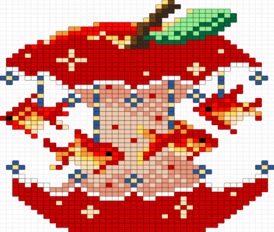 Goldfish on an Apple Carousel - apple, beige, carousel, goldfish, orange, red, stars