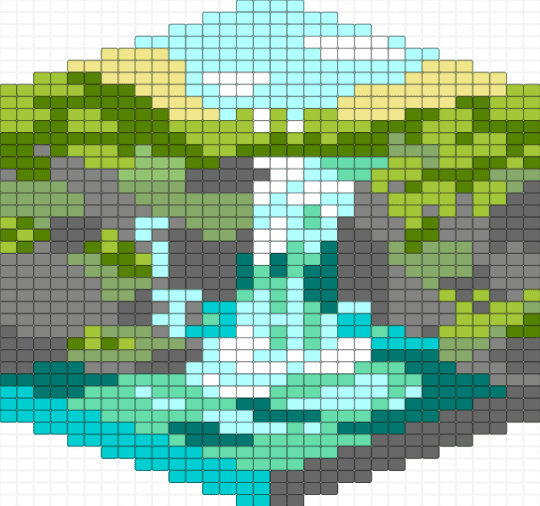 Trippy Waterfall Cube - gray, green, light blue, nature, trippy, water
