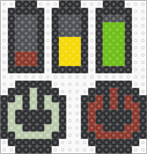 Battery Charms (Fuse Bead) + Power Buttons - battery, beige, black, charms, gray, red