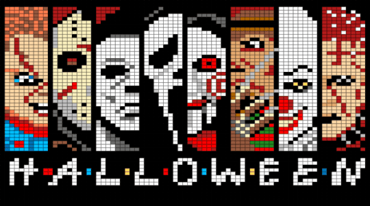 Halloween Characters - black, character, colorful, halloween, horror, red, spooky, tan, white, yellow