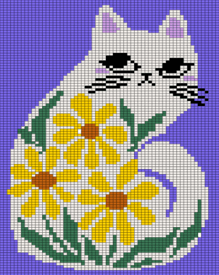 Flower Cat - blue, yellow