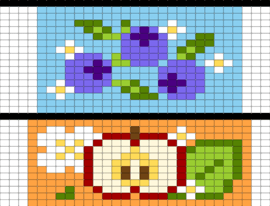 fruit - blue, fruit, green, light blue, orange