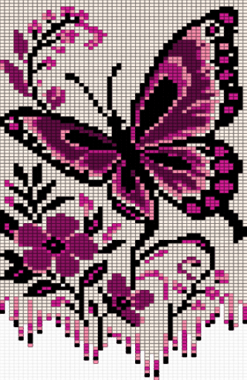 purple butterfly - pink, white