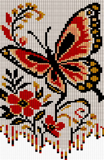 butterfly - orange, red, white