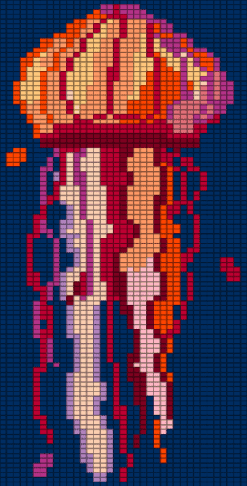 jellyfish - blue, red